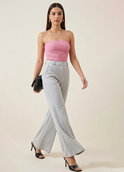 Women's Grey Wide Leg Formal Pants