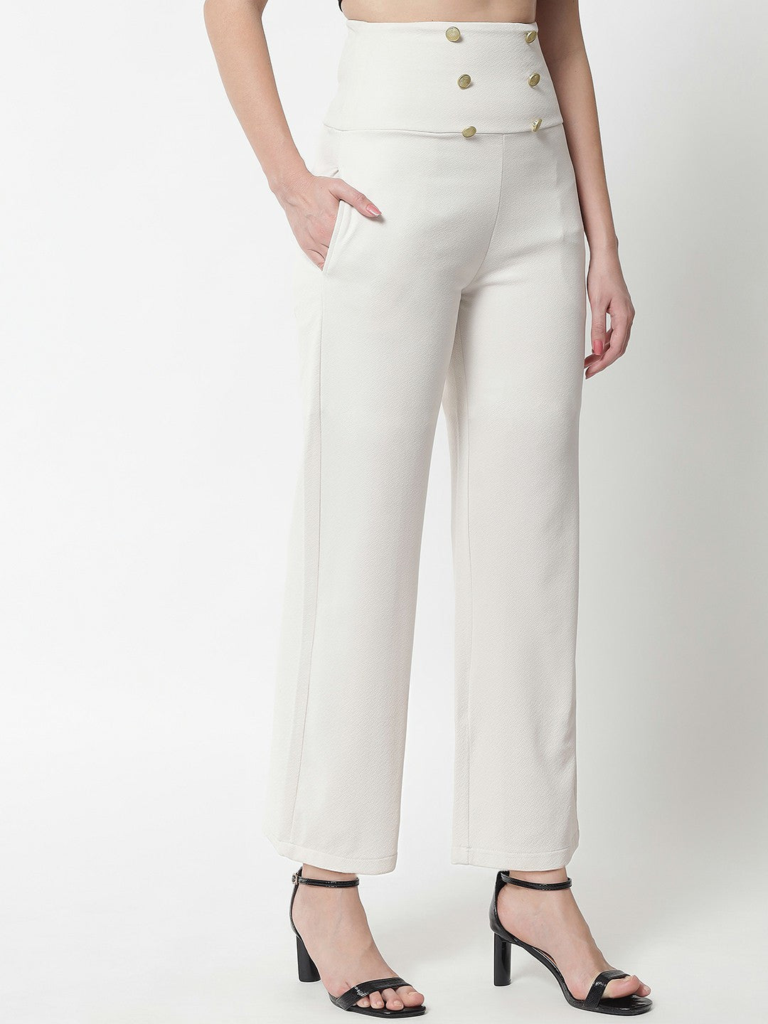 KOTTY Regular Fit Women White Trousers 