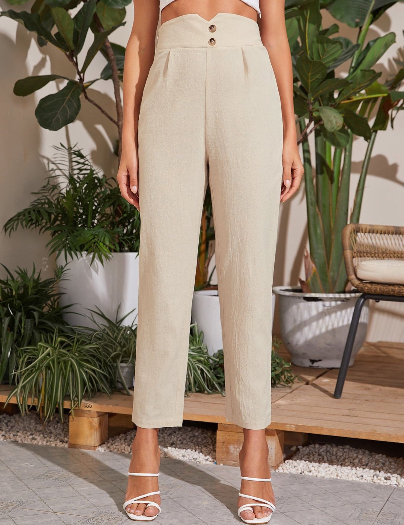 KOTTY Womens Solid Attractive High Rise Pant