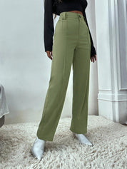 KOTTY Women Polyester Blend Green Solid Trousers