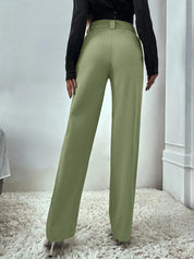 KOTTY Women Polyester Blend Green Solid Trousers