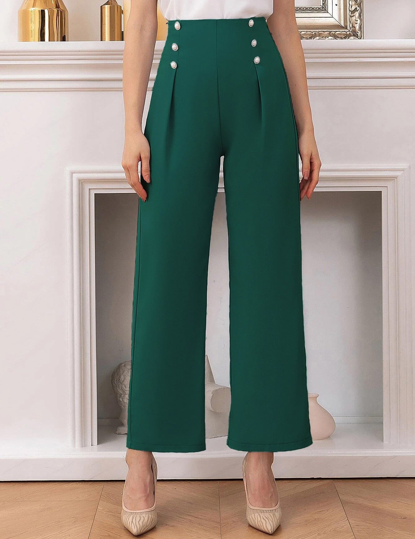 KOTTY Regular Fit Women Dark Green Trousers 