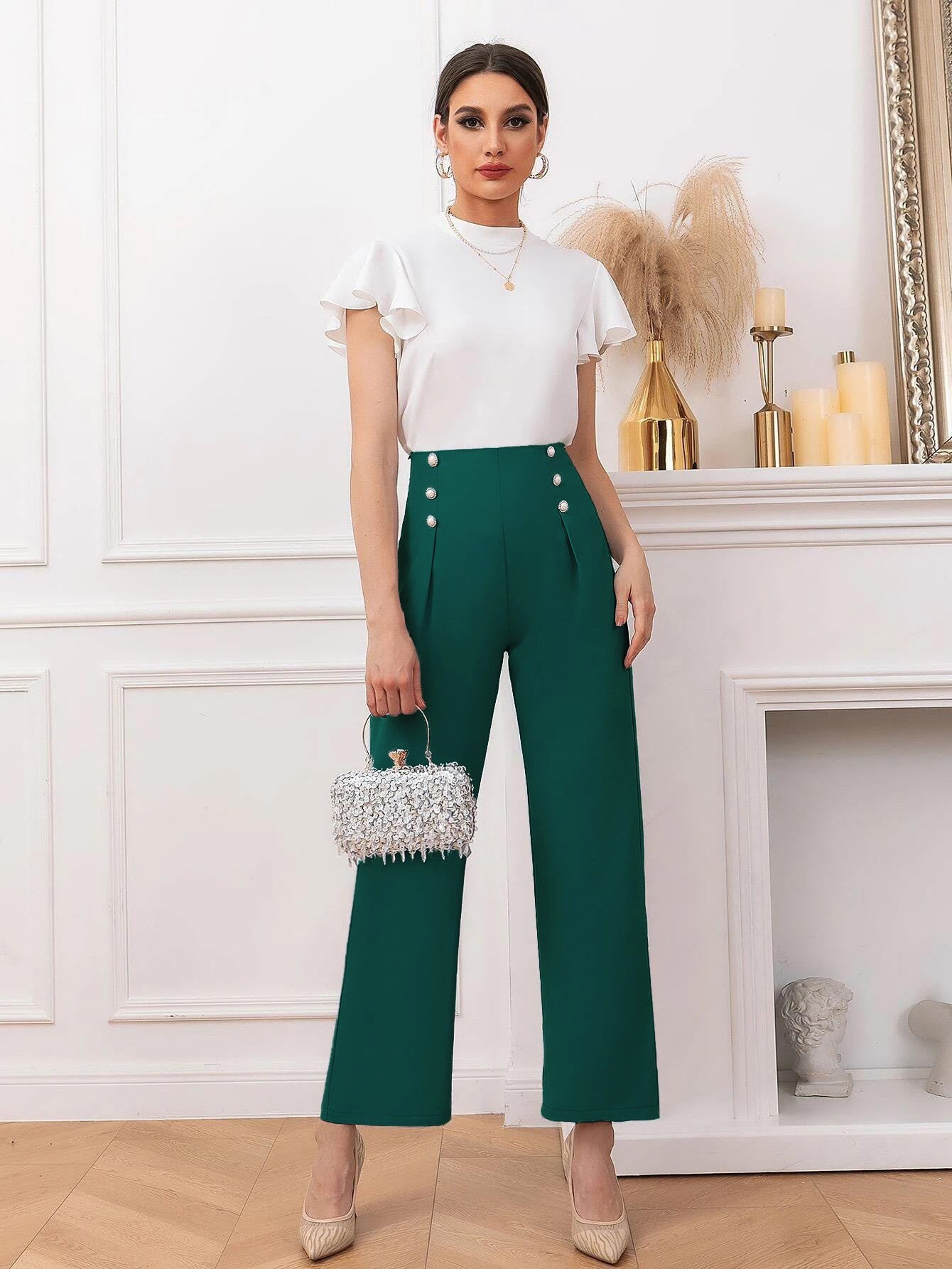 KOTTY Regular Fit Women Dark Green Trousers 