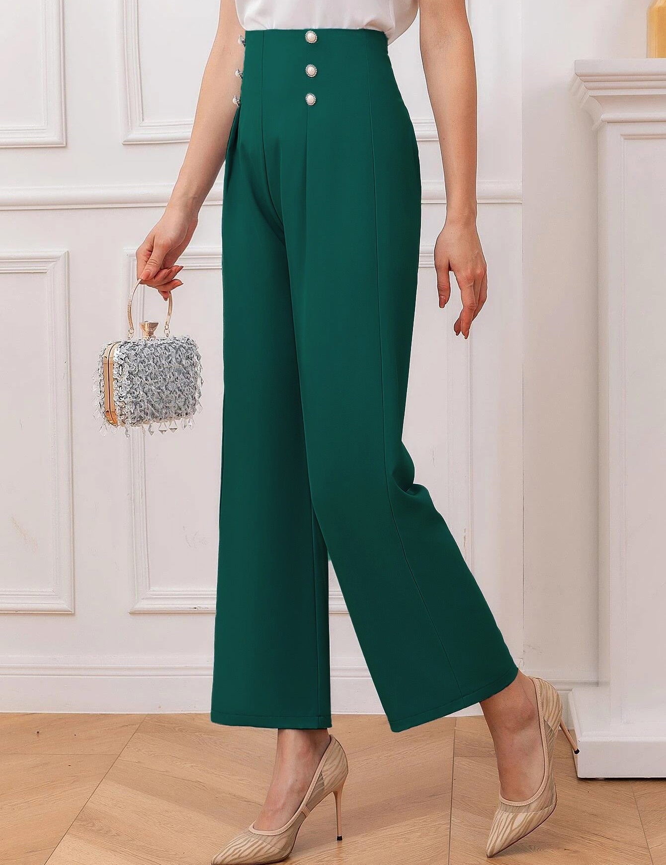 KOTTY Regular Fit Women Dark Green Trousers 