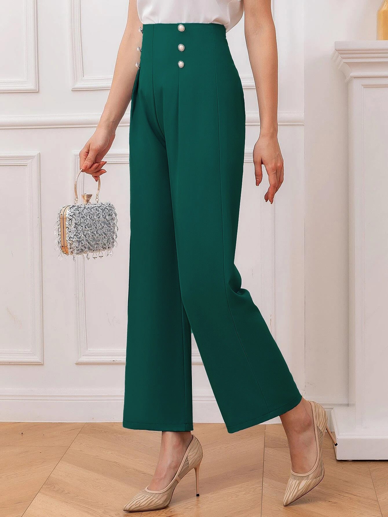 KOTTY Regular Fit Women Dark Green Trousers 