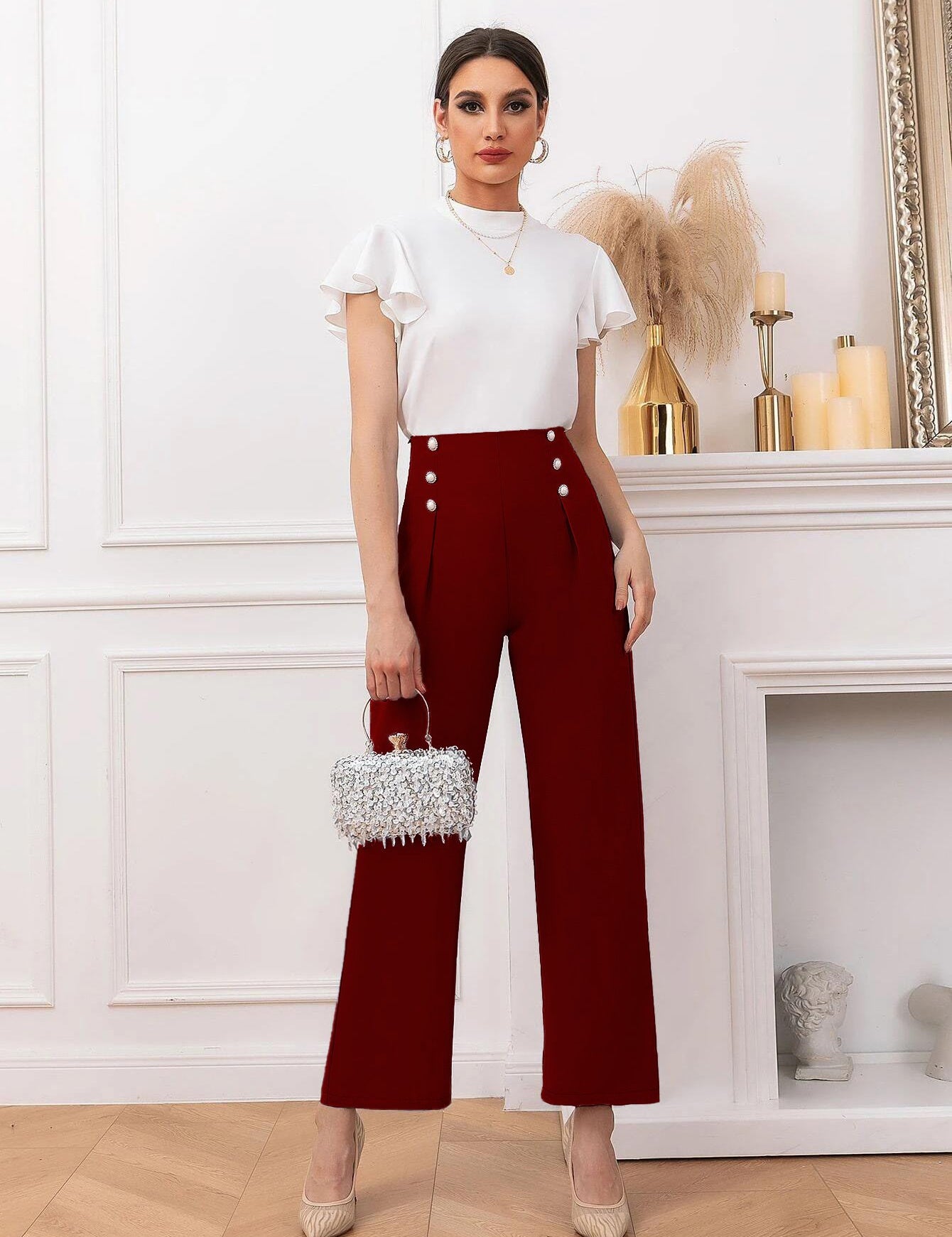 KOTTY Regular Fit Women Maroon Trousers 