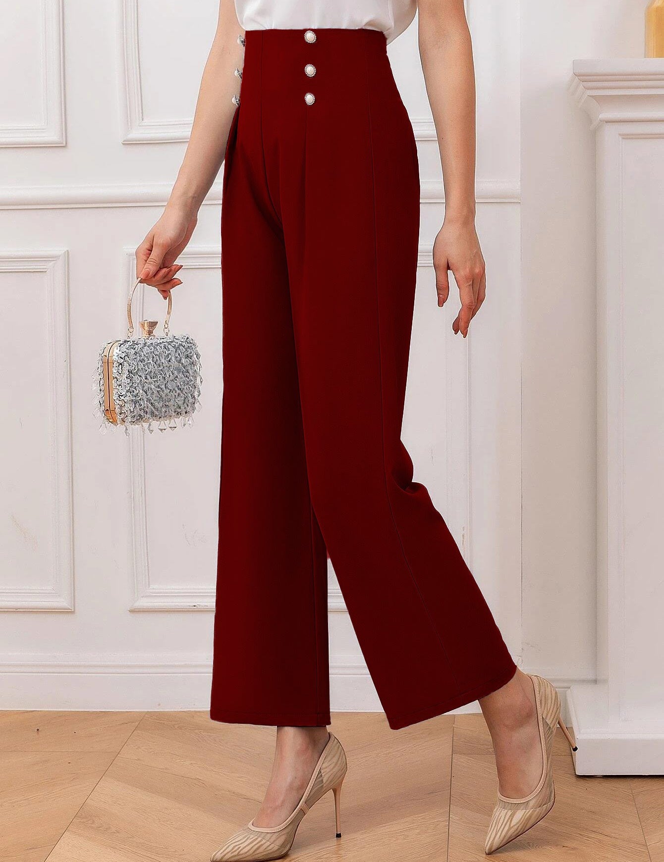 KOTTY Regular Fit Women Maroon Trousers 