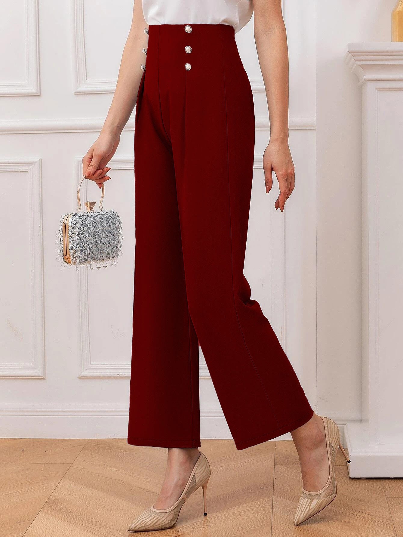 KOTTY Regular Fit Women Maroon Trousers 
