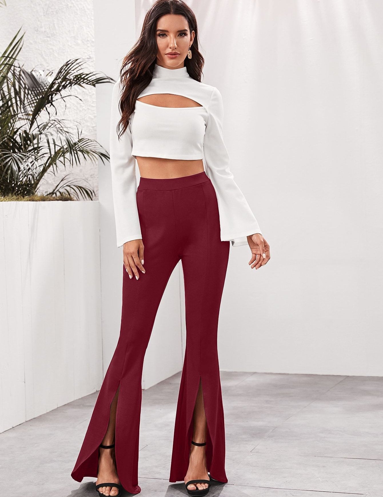 KOTTY Womens Solid Attractive High Rise Pant