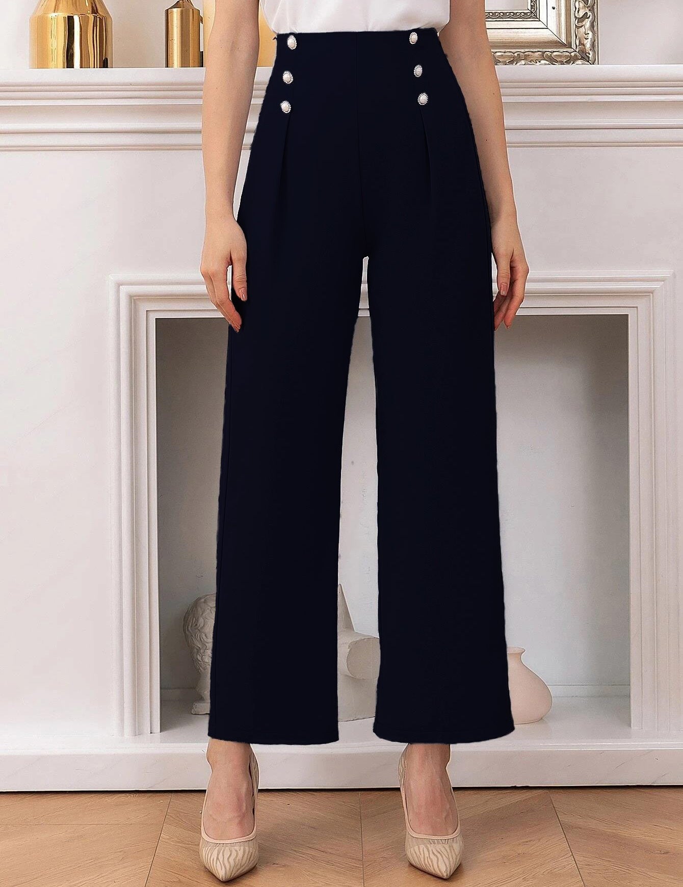 KOTTY Regular Fit Women Dark Blue Trousers 