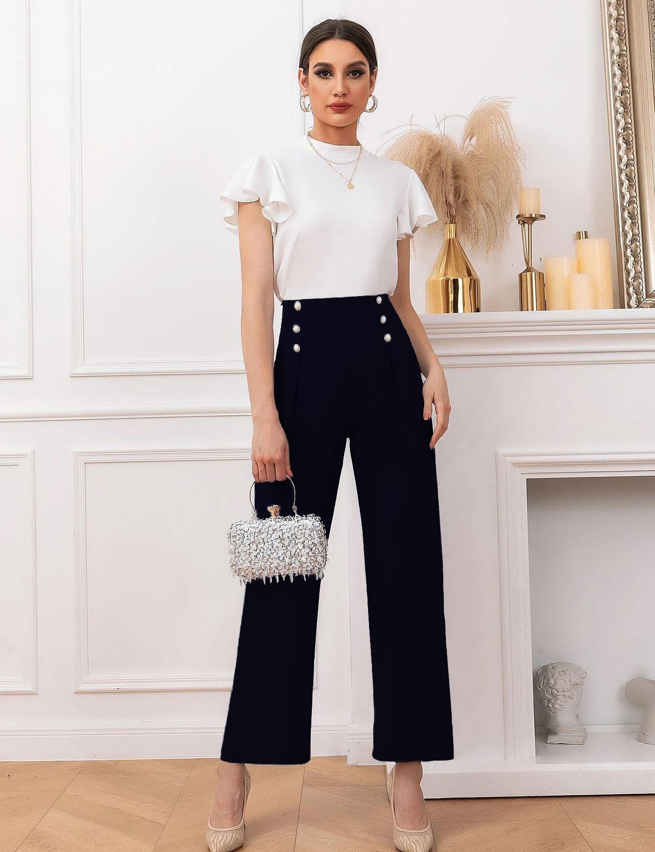 KOTTY Regular Fit Women Dark Blue Trousers 