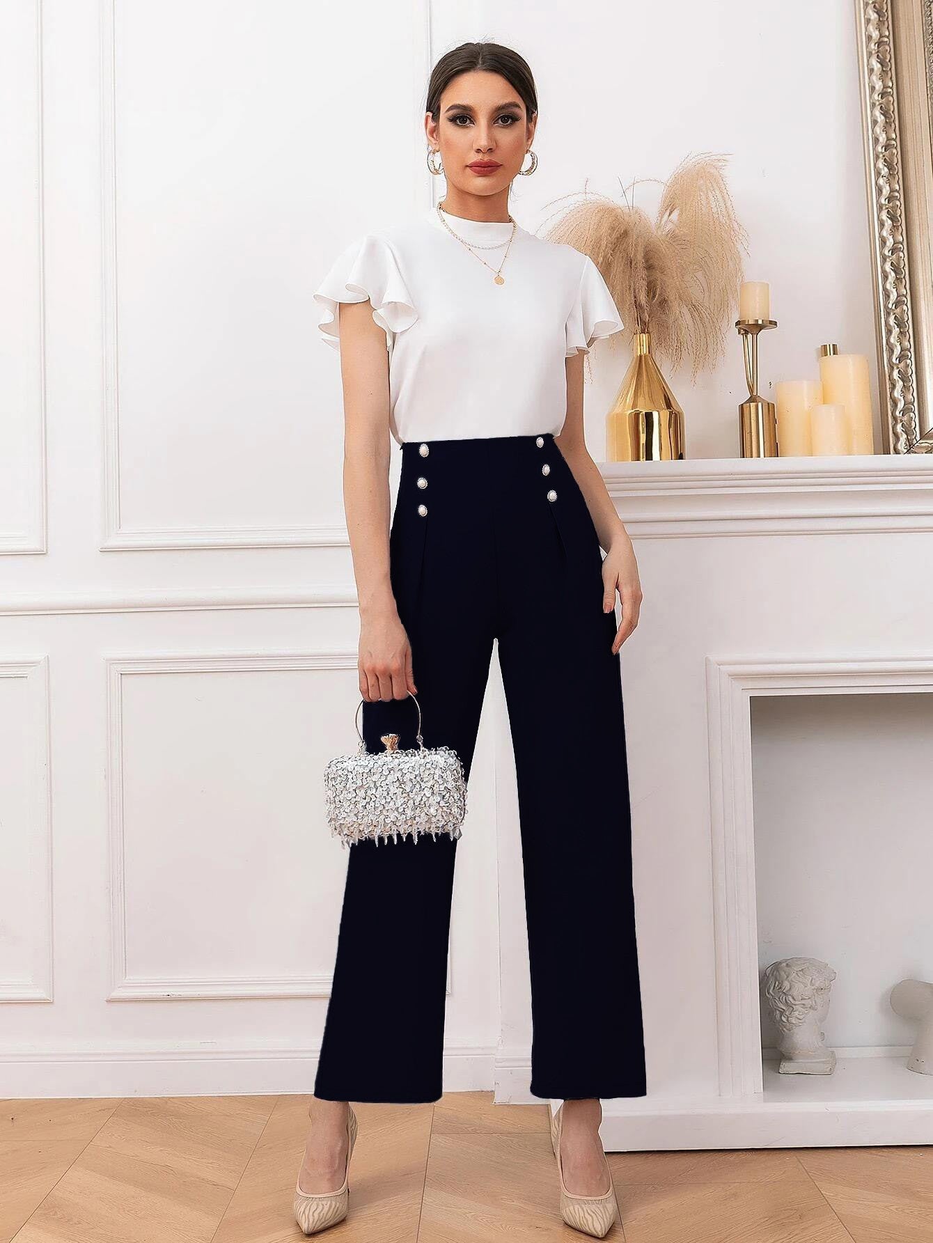 KOTTY Regular Fit Women Dark Blue Trousers 