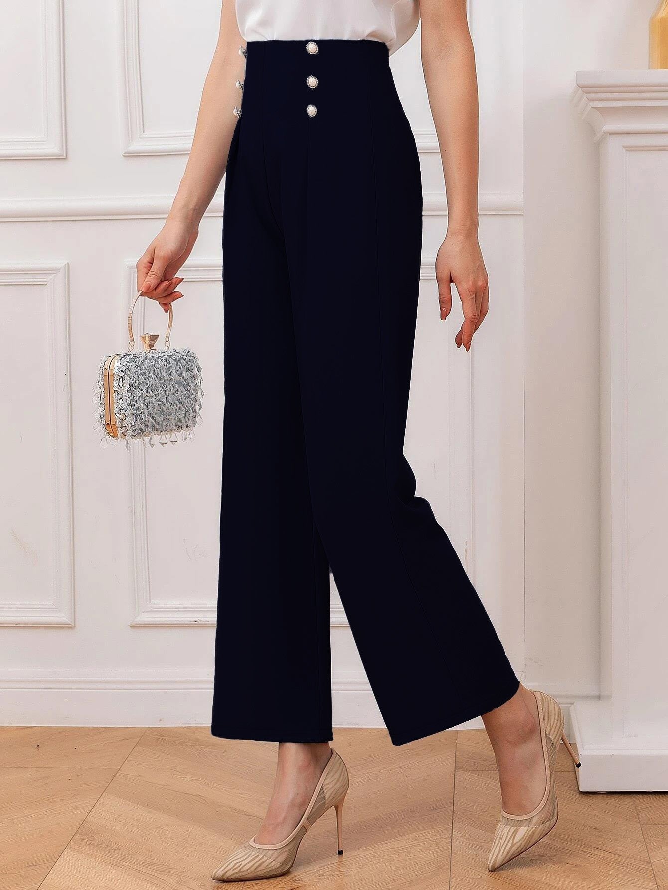 KOTTY Regular Fit Women Dark Blue Trousers 