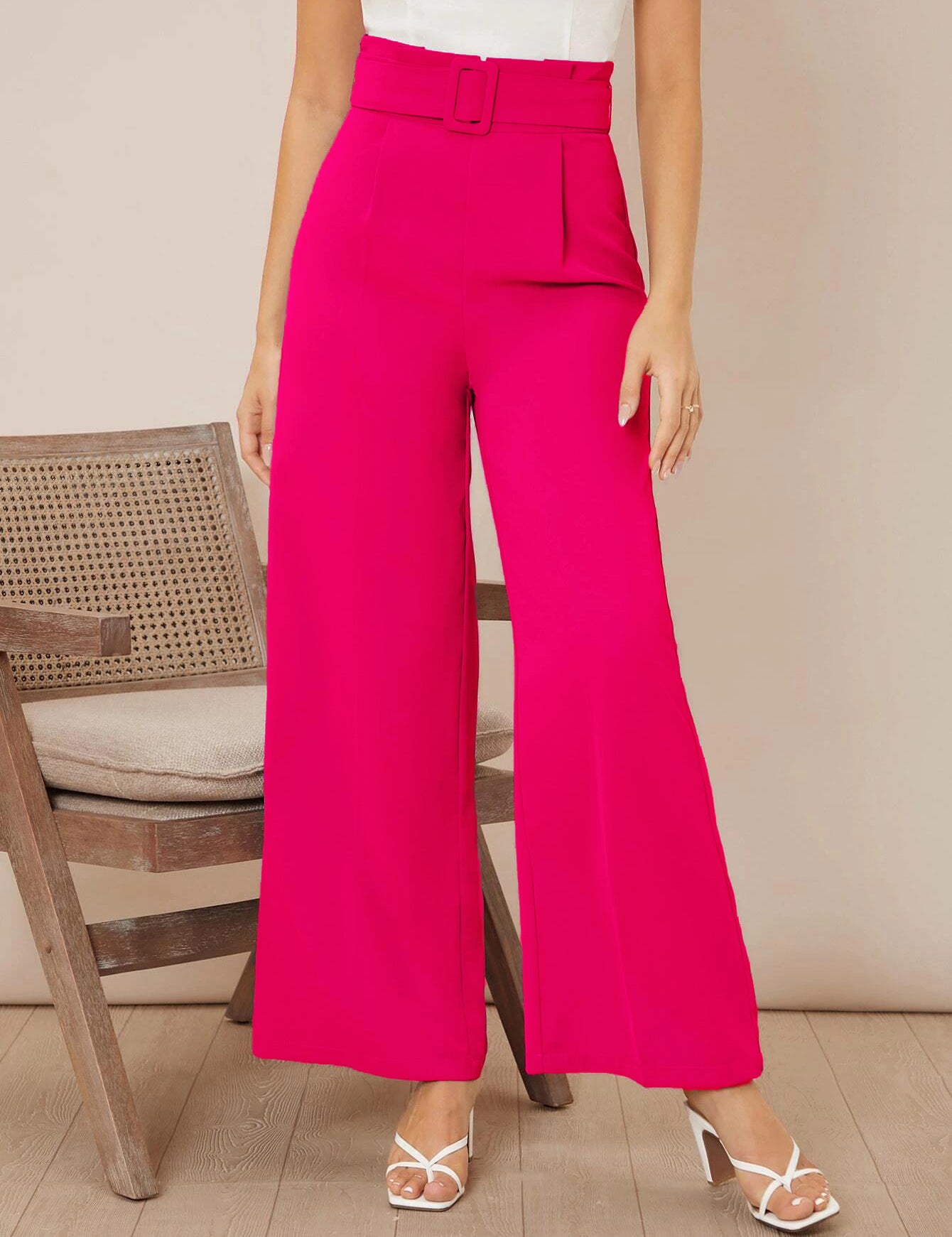 KOTTY Women Regular length Rose Pink Solid Trousers