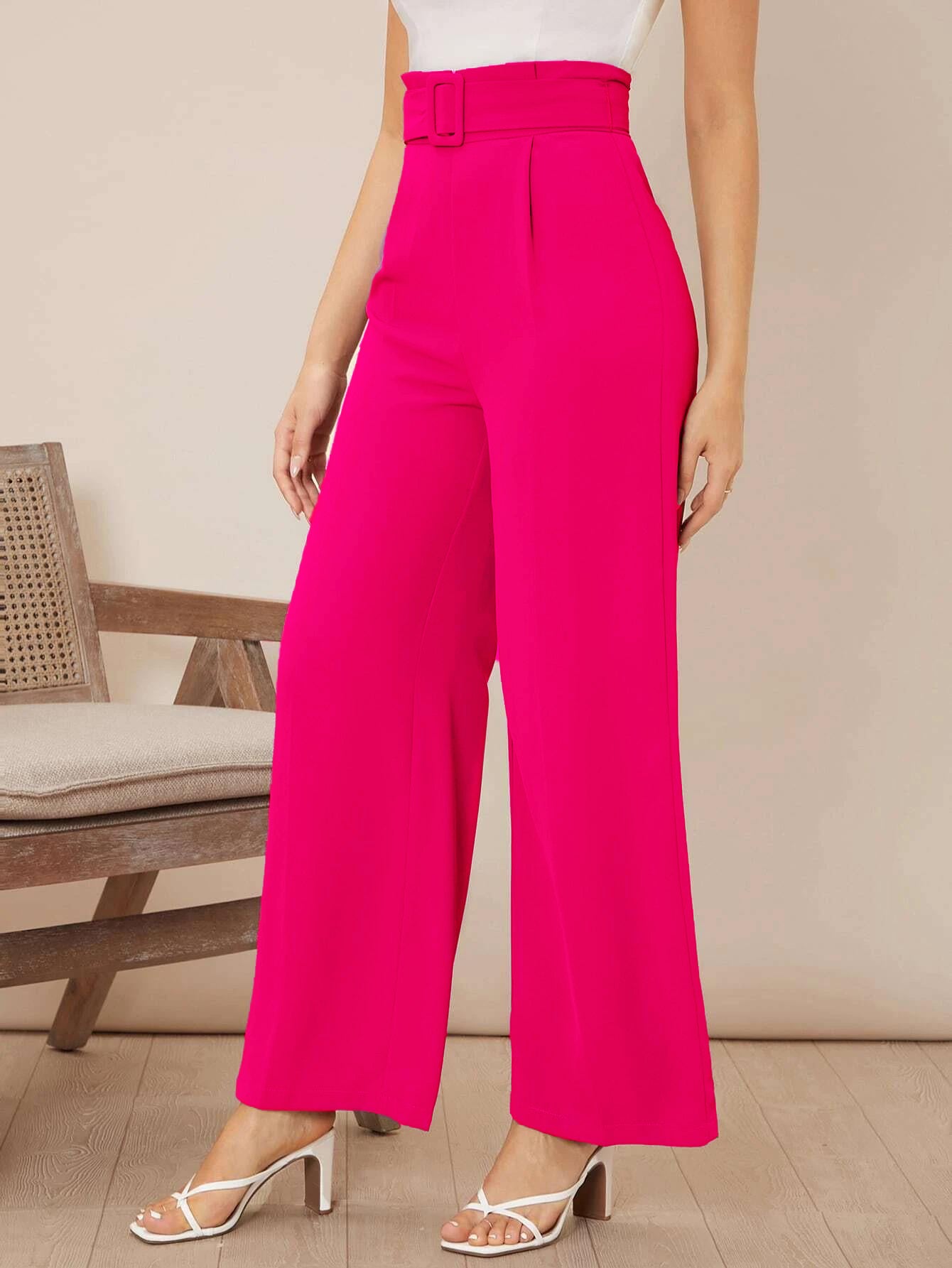 KOTTY Women Regular length Rose Pink Solid Trousers