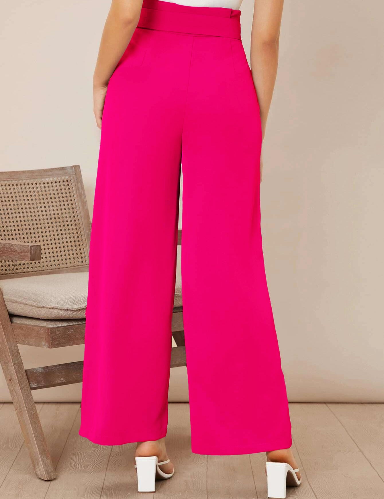 KOTTY Women Regular length Rose Pink Solid Trousers