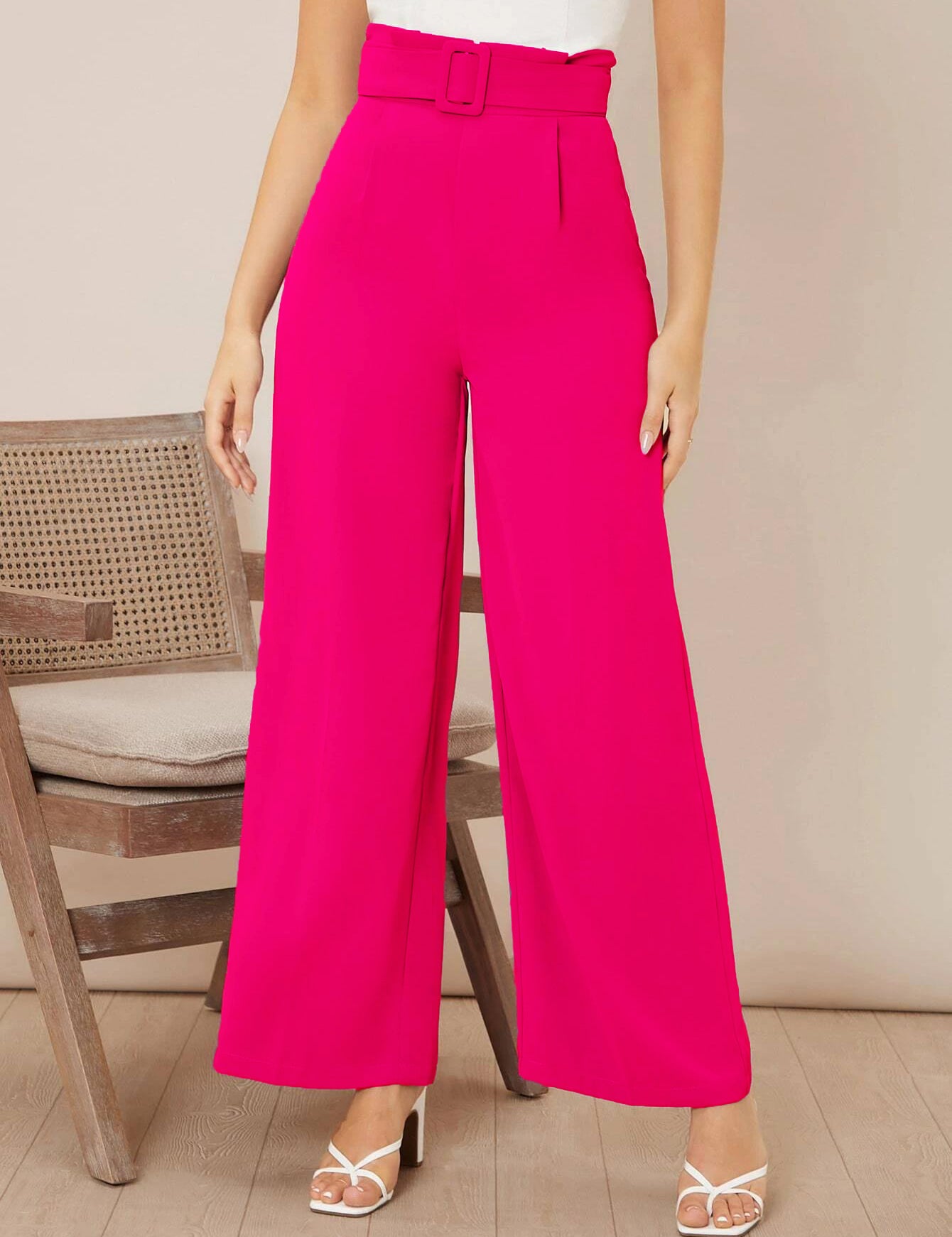 KOTTY Women Regular length Rose Pink Solid Trousers