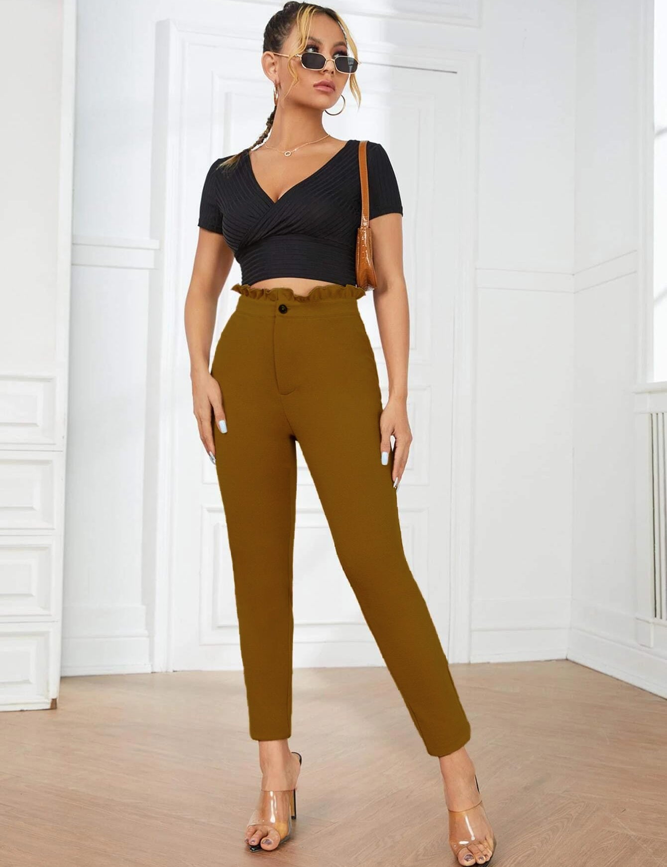 KOTTY Womens Solid Attractive High Rise Pant