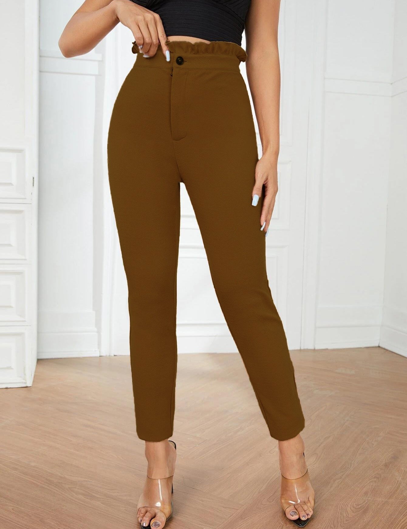 KOTTY Skinny Fit Women Brown Trousers 