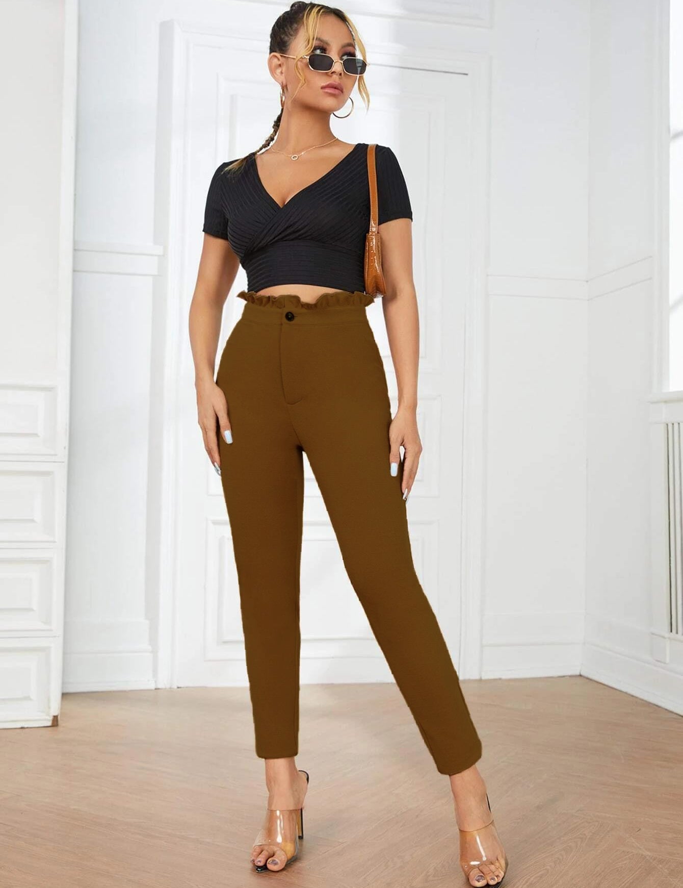 KOTTY Skinny Fit Women Brown Trousers 