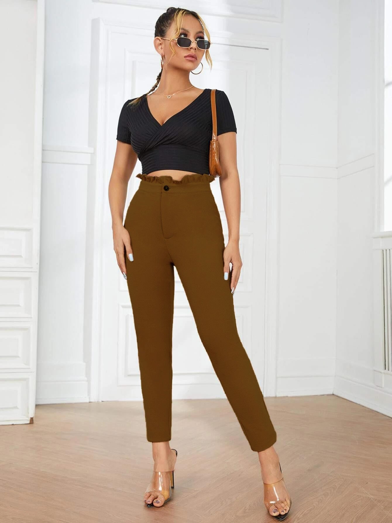 KOTTY Skinny Fit Women Brown Trousers 