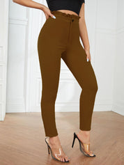 KOTTY Skinny Fit Women Brown Trousers 