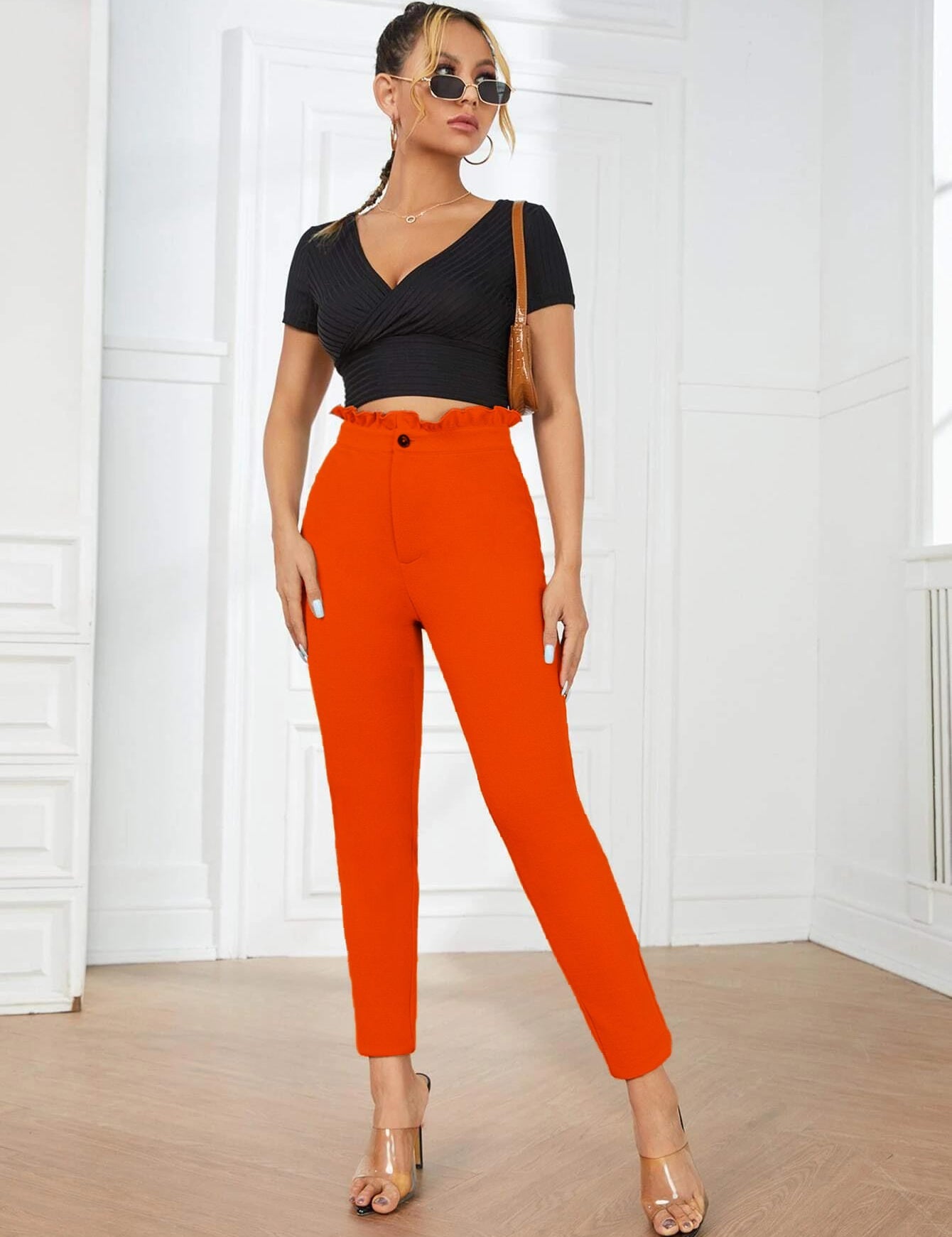 KOTTY Womens Solid Attractive High Rise Pant