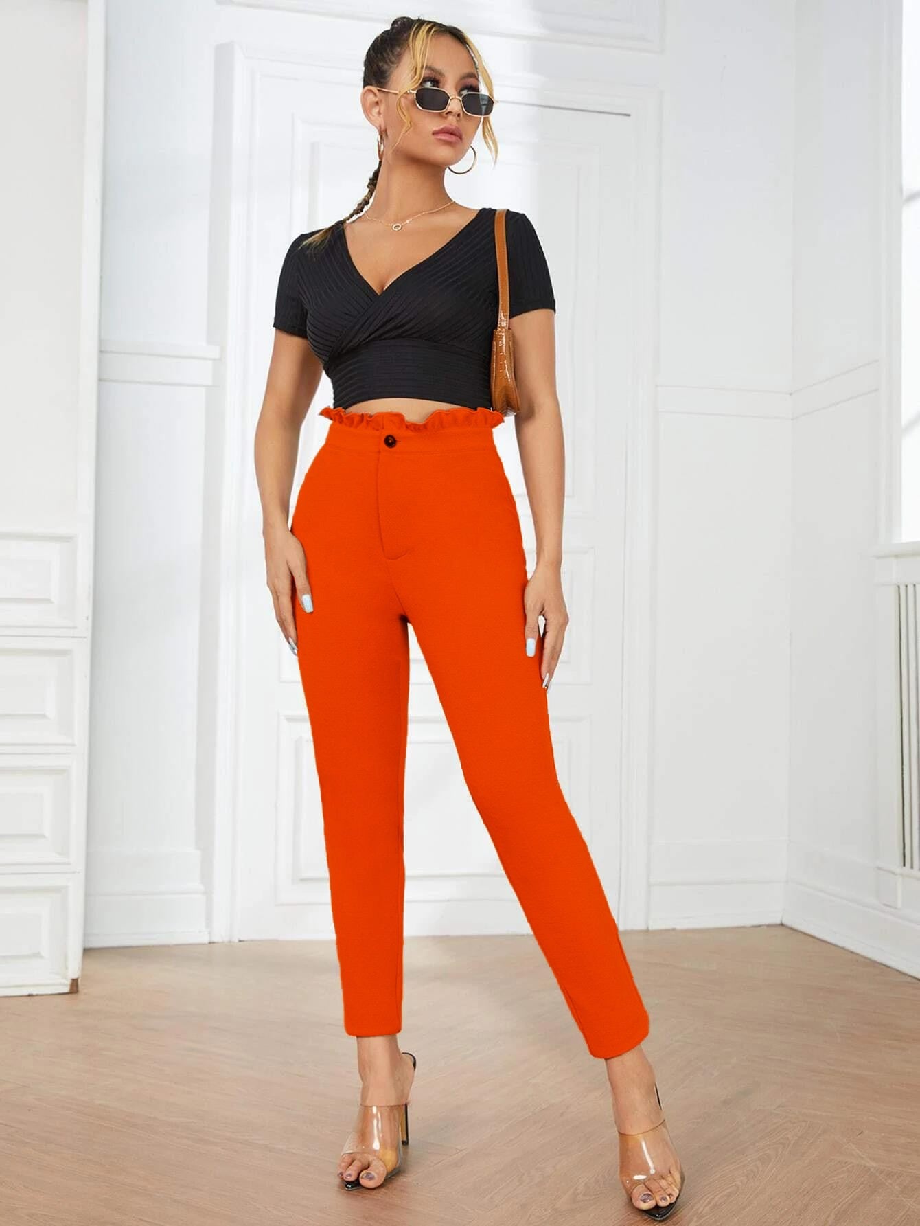 KOTTY Womens Solid Attractive High Rise Pant