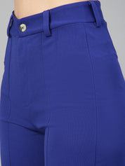 KOTTY Women Solid Polyester Blend Dark Sapphire Blue Trouser
