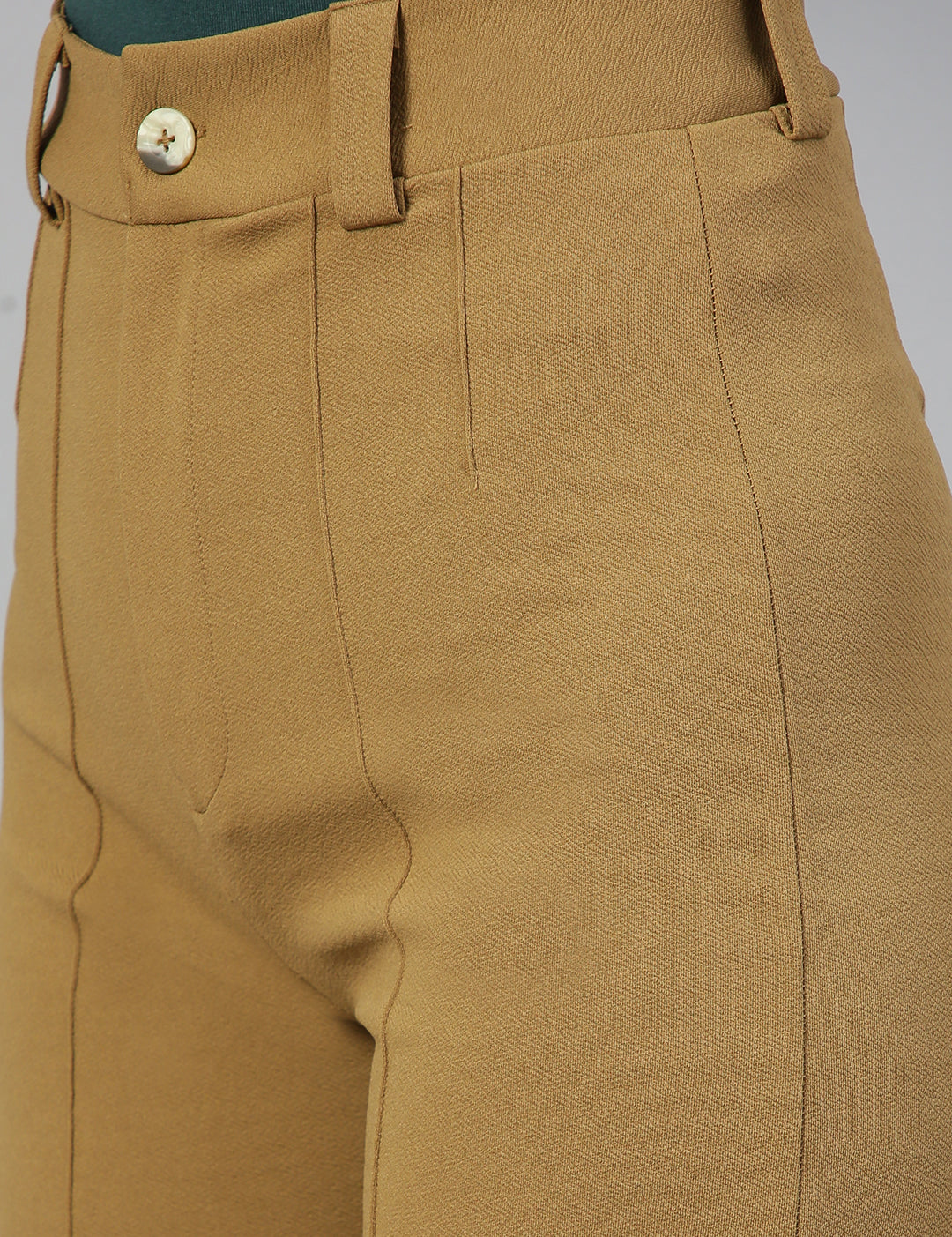 KOTTY Women Solid Polyester Blend Dijon Brown Trouser