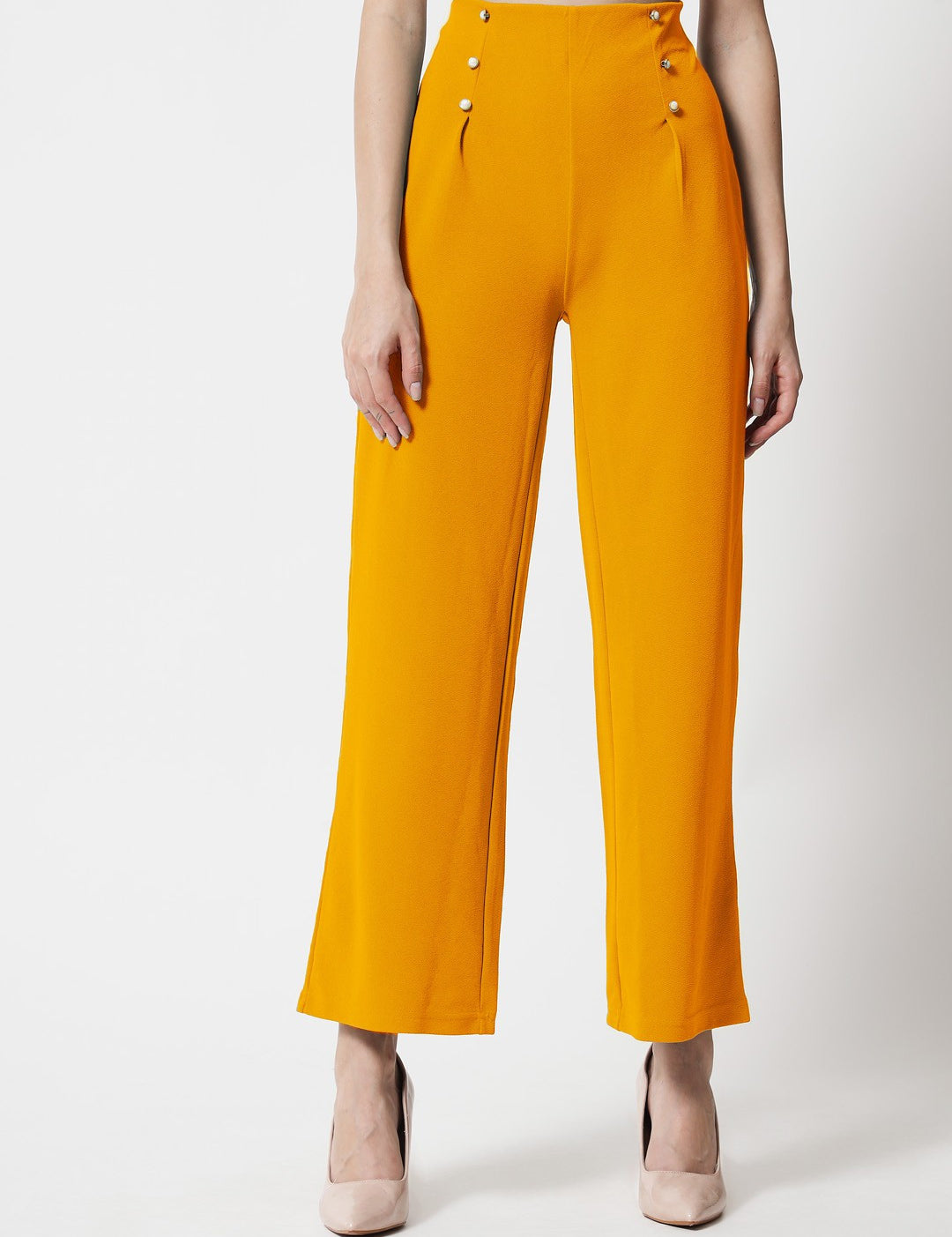 KOTTY Regular Fit Women Yellow Trousers 