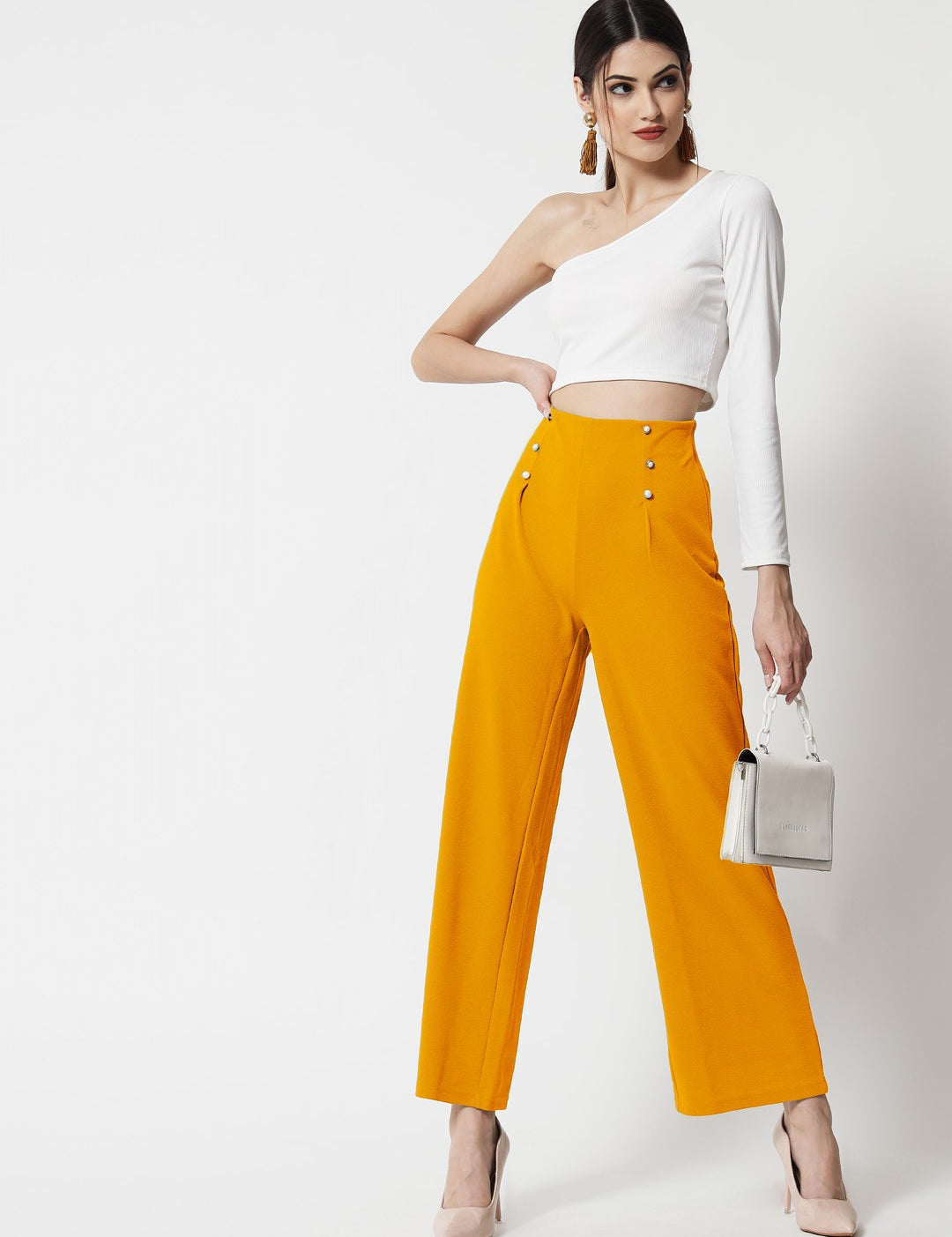 KOTTY Regular Fit Women Yellow Trousers 