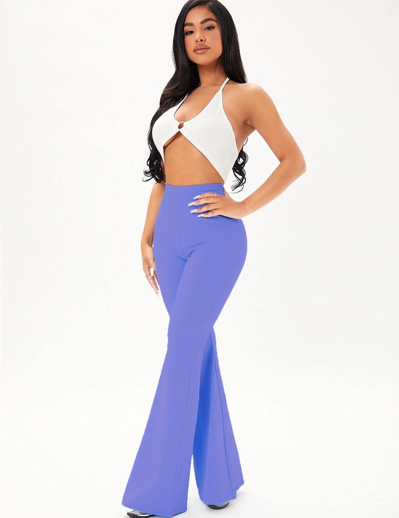 KOTTY Flared Women Light Blue Trousers 