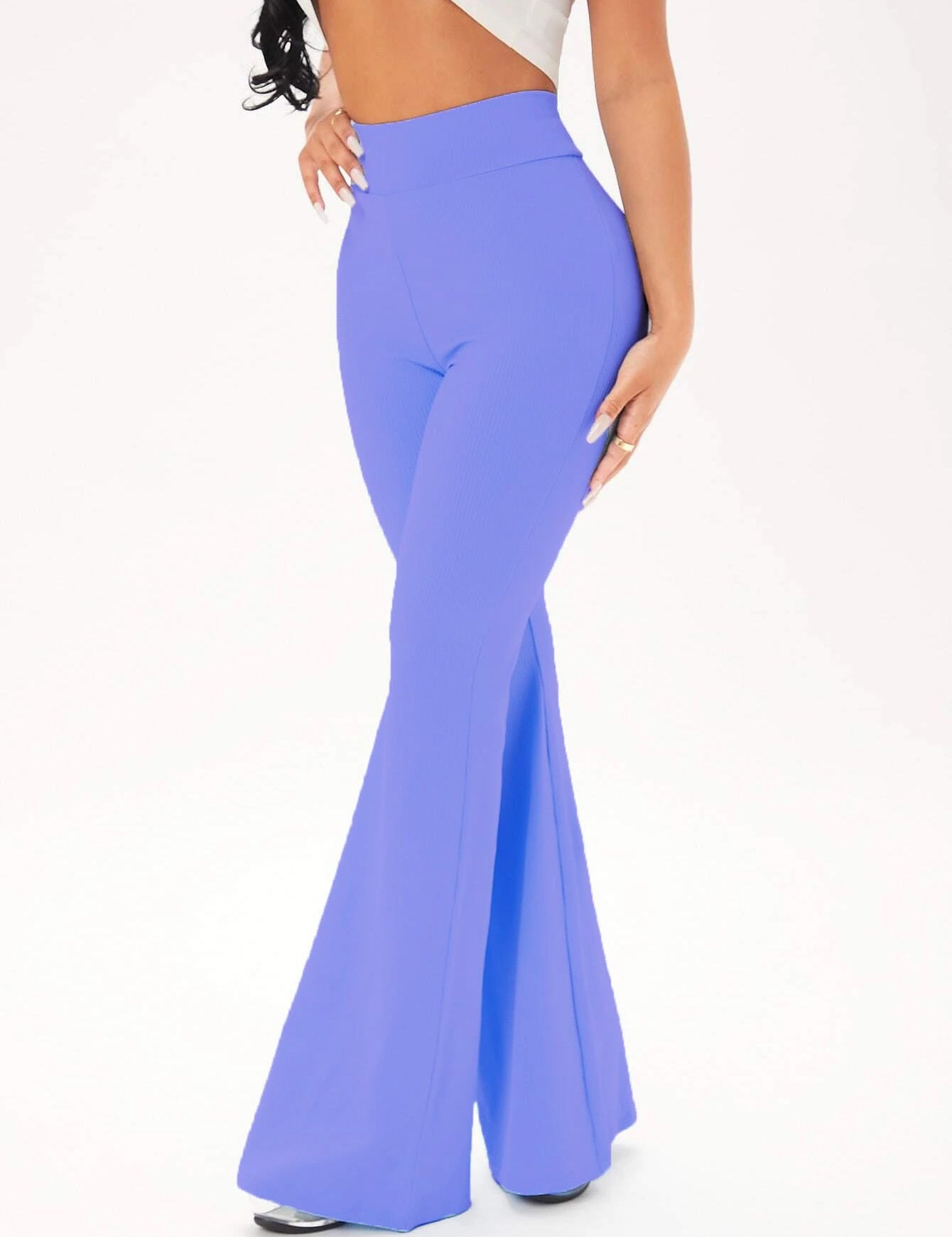 KOTTY Flared Women Light Blue Trousers 