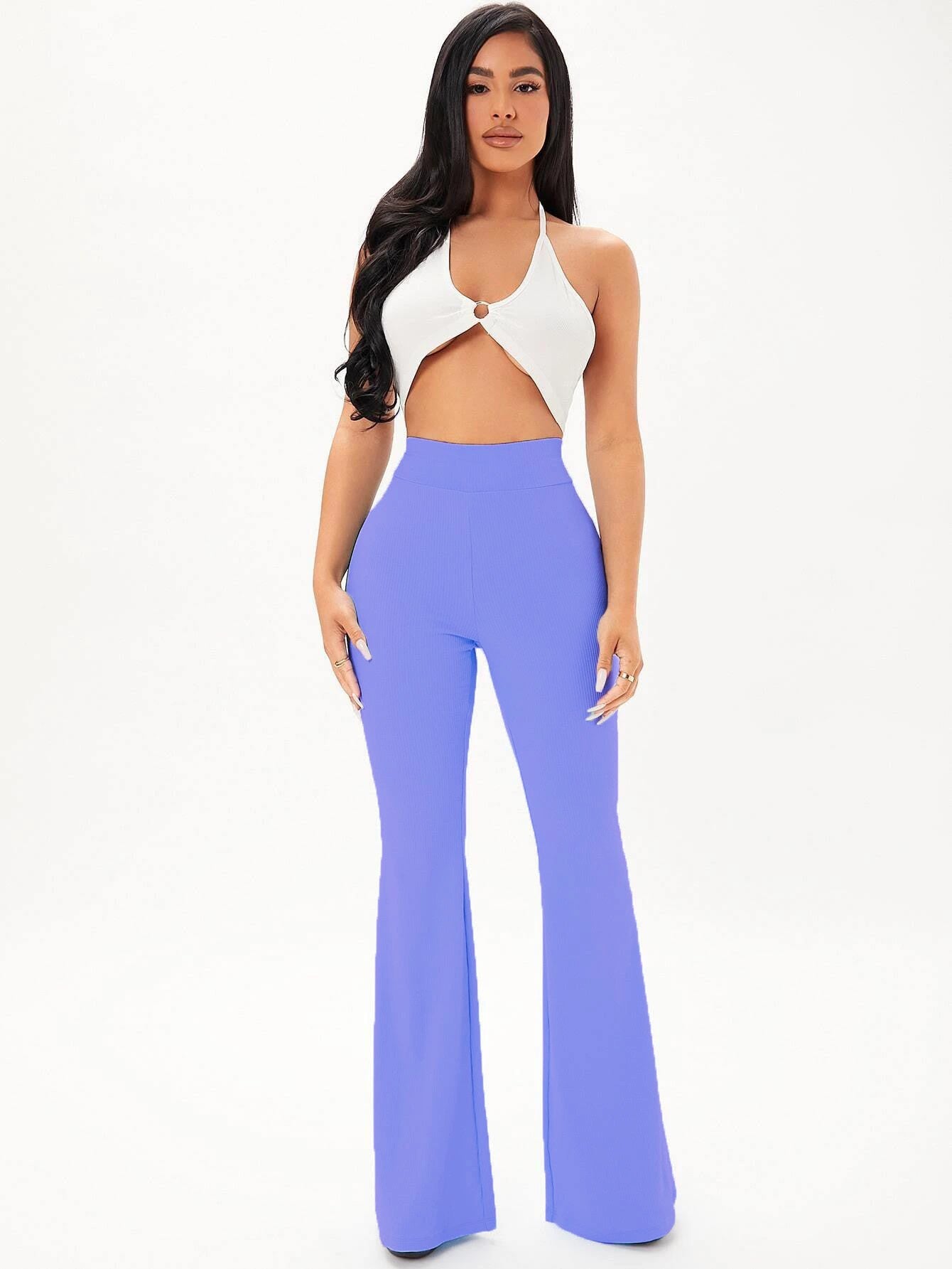 KOTTY Flared Women Light Blue Trousers 