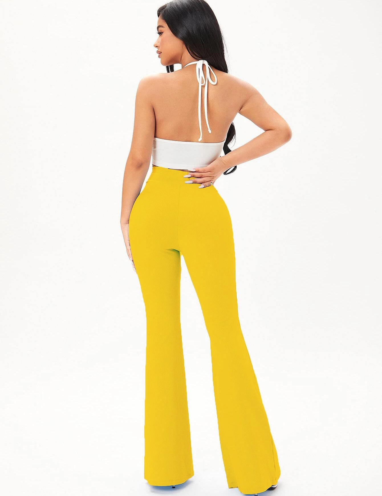 KOTTY Flared Women Yellow Trousers 