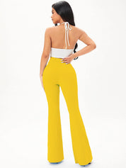 KOTTY Flared Women Yellow Trousers 