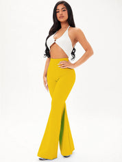 KOTTY Flared Women Yellow Trousers 