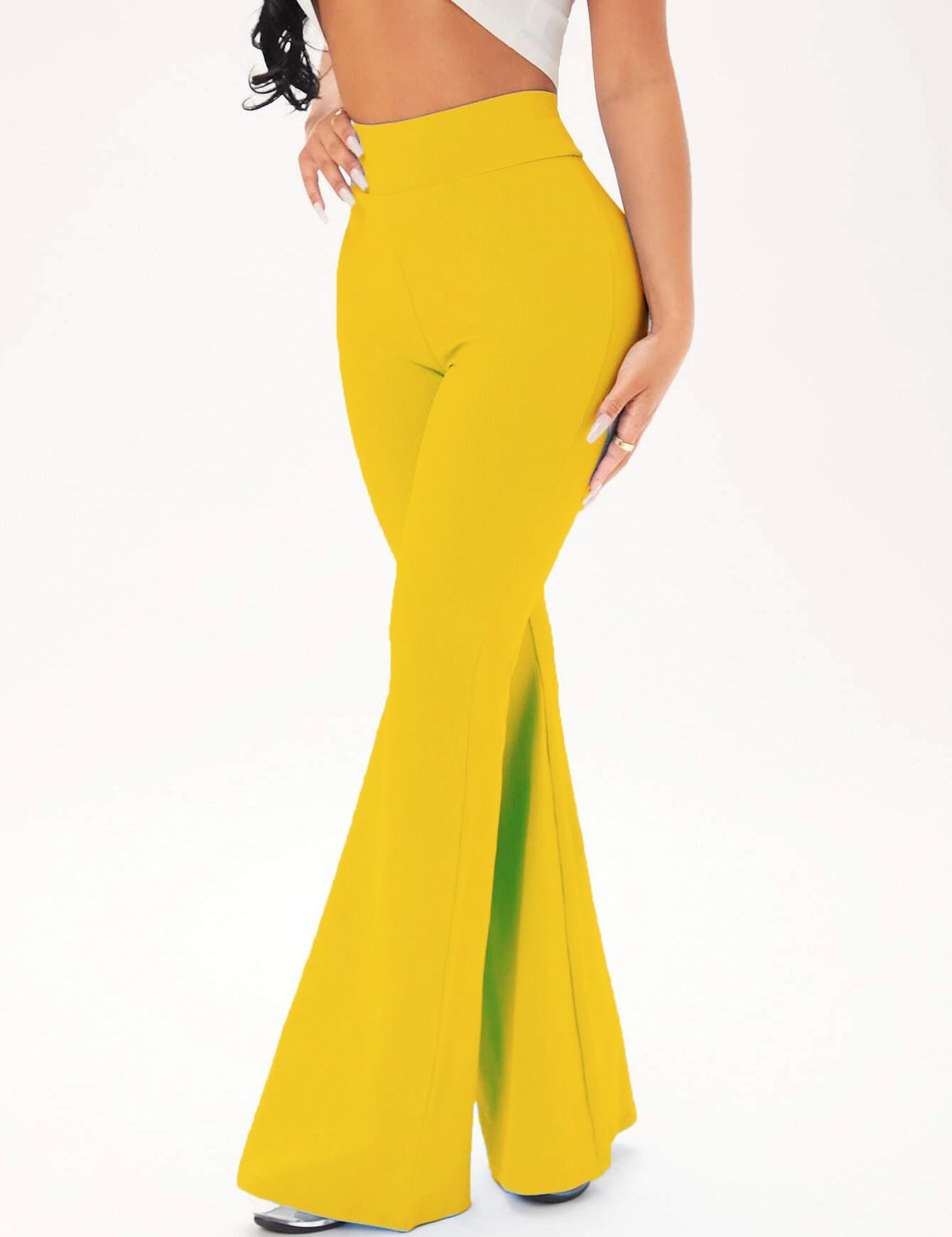 KOTTY Flared Women Yellow Trousers 