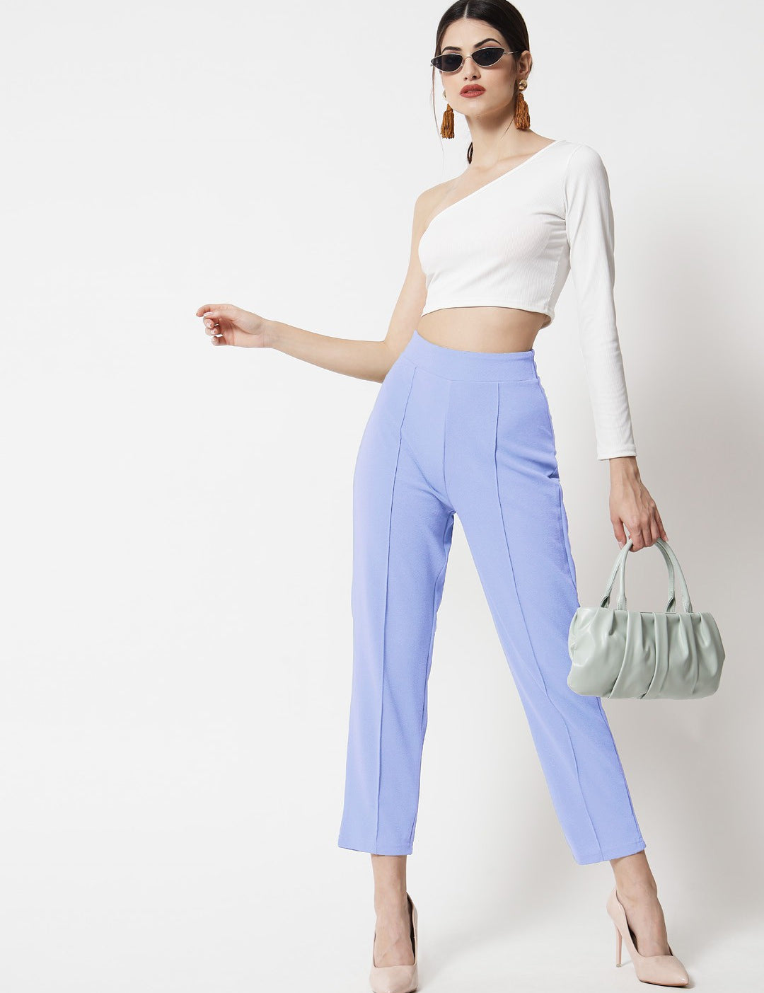 KOTTY Regular Fit Women Light Blue Trousers 