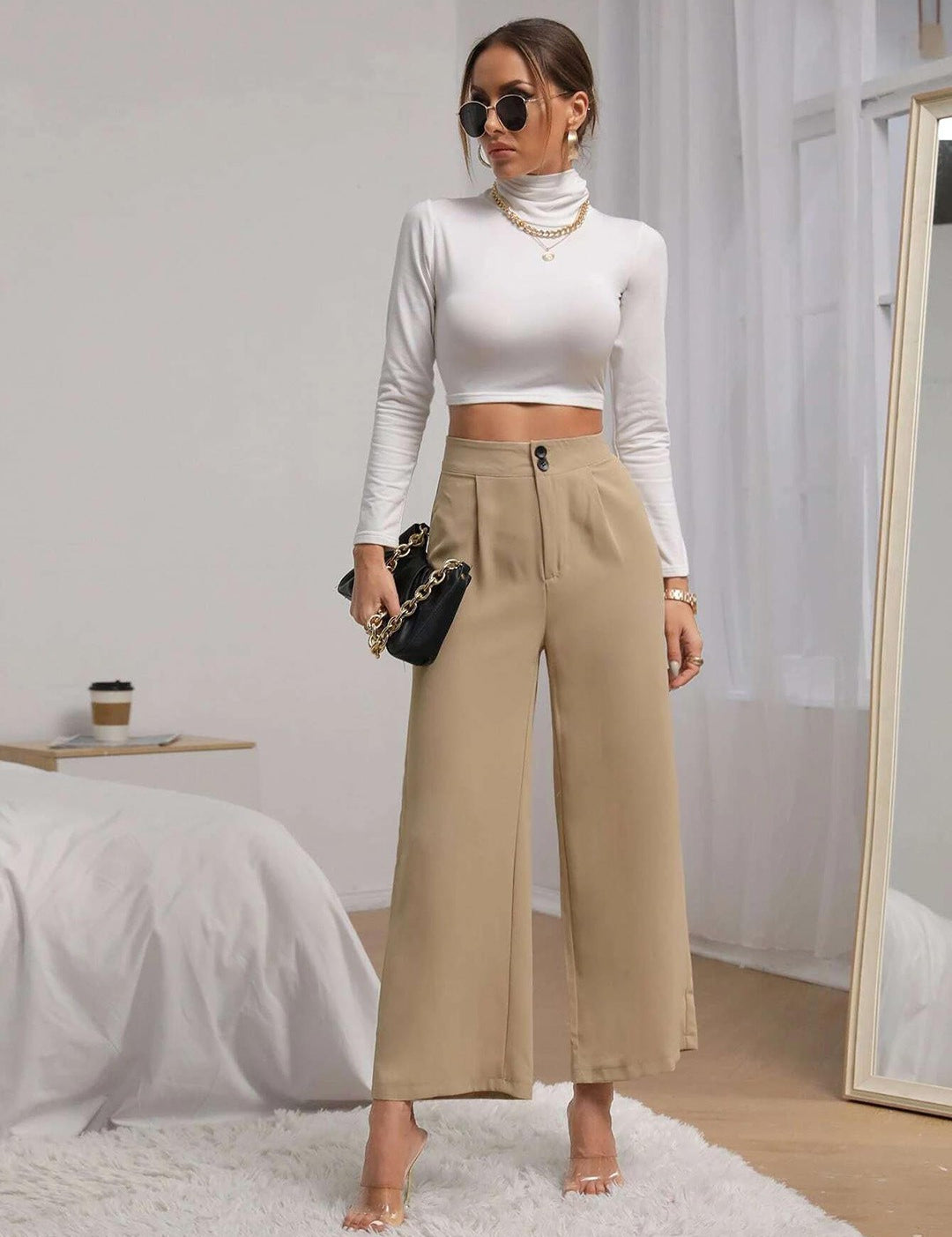 KOTTY Regular Fit Women Beige Trousers 