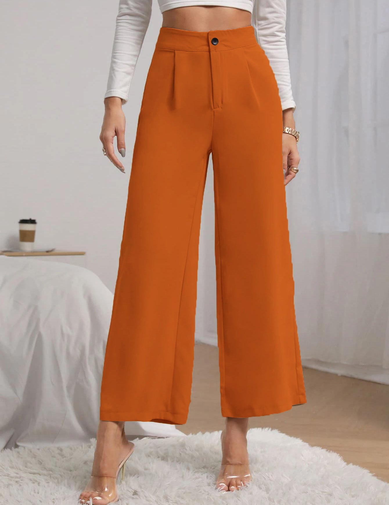 KOTTY Womens Solid Attractive High Rise Pant