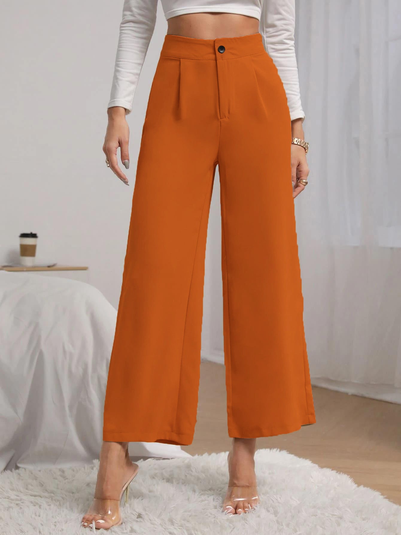KOTTY Womens Solid Attractive High Rise Pant