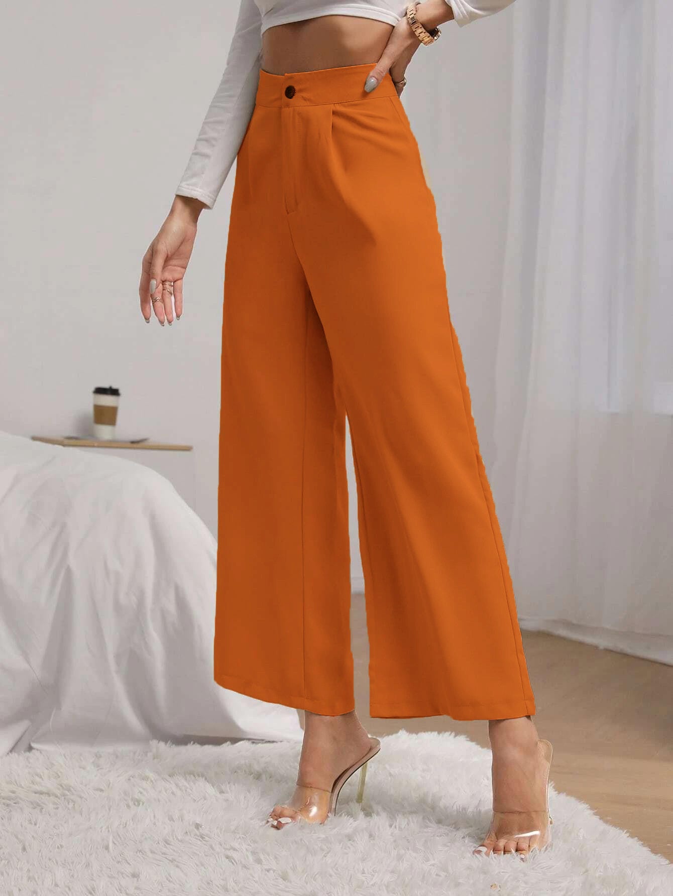 KOTTY Womens Solid Attractive High Rise Pant