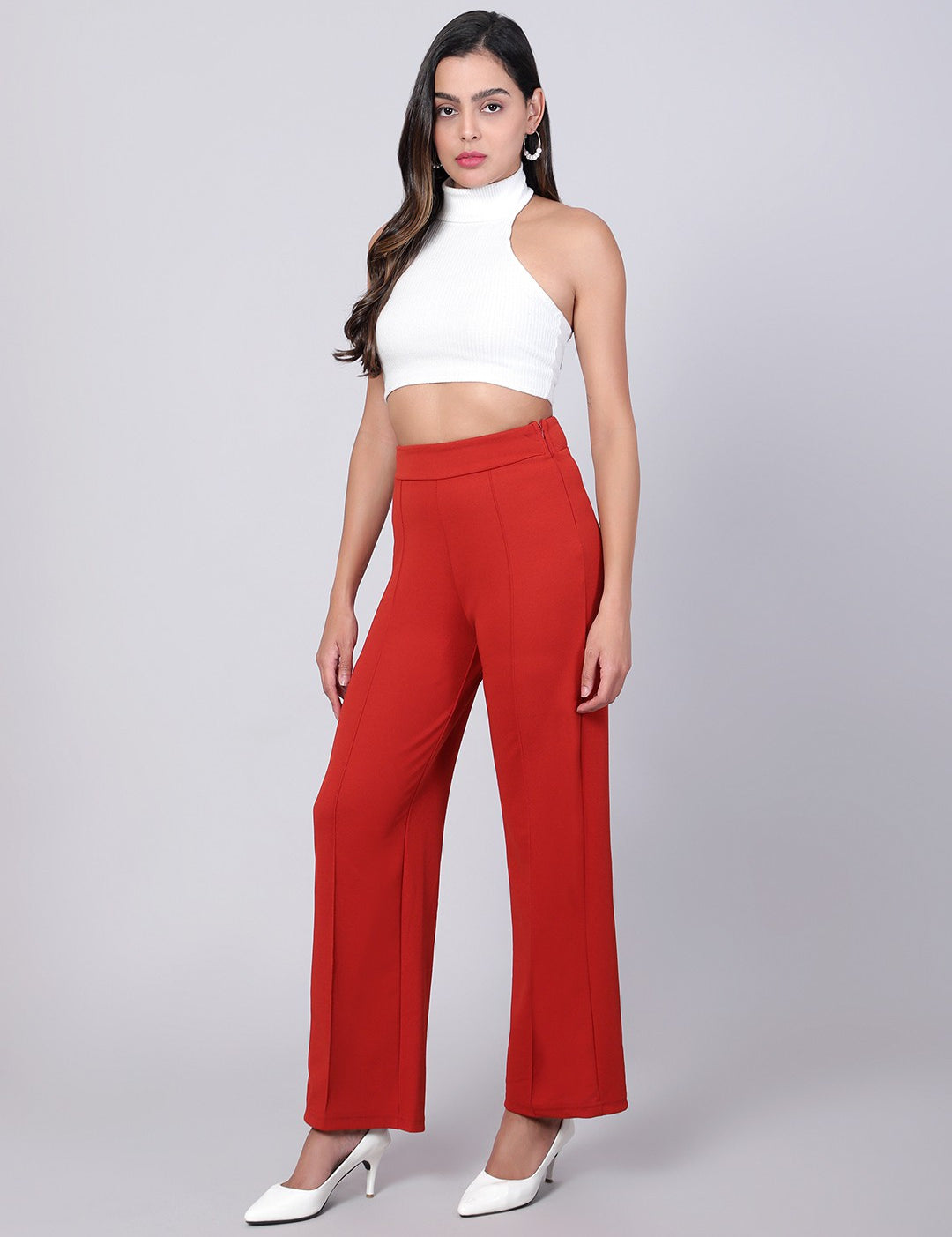 KOTTY Womens Solid Attractive High Rise Pant
