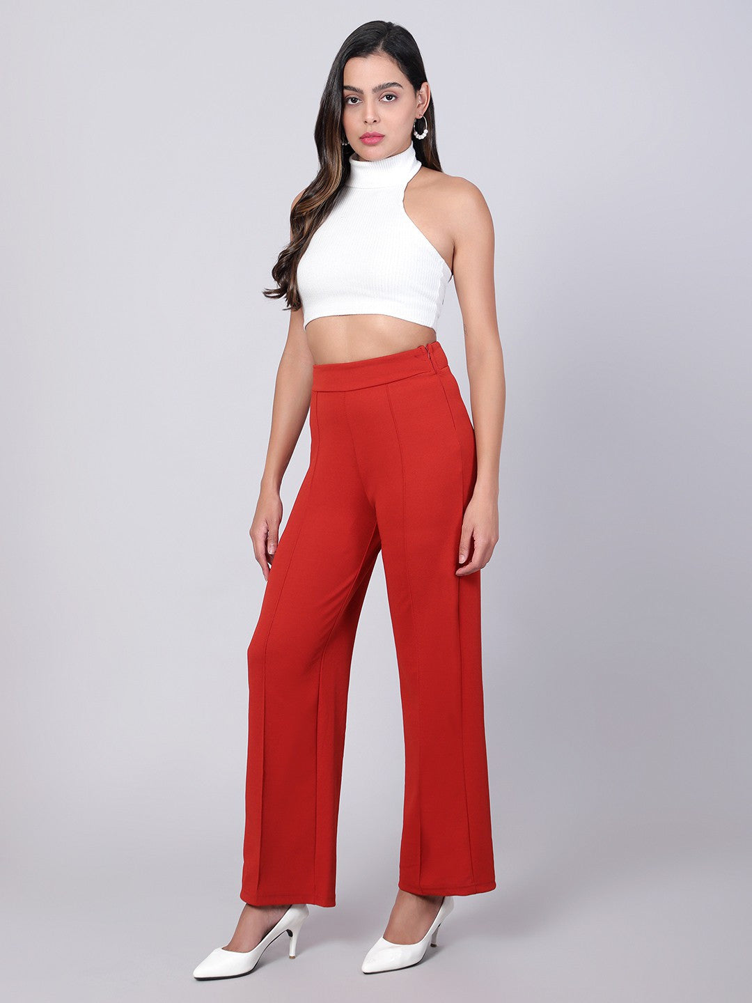KOTTY Womens Solid Attractive High Rise Pant