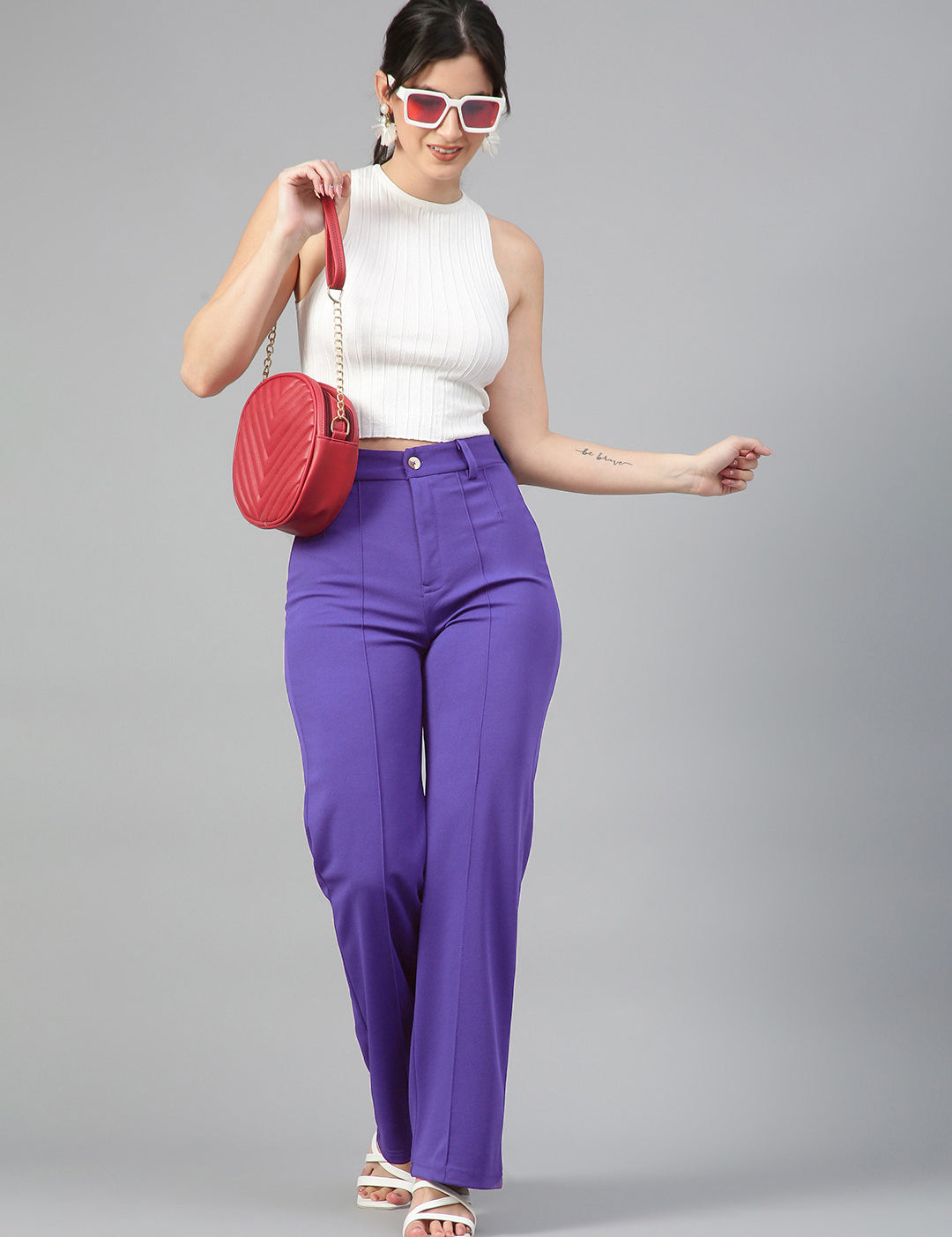KOTTY Regular Fit Women Purple Trousers 