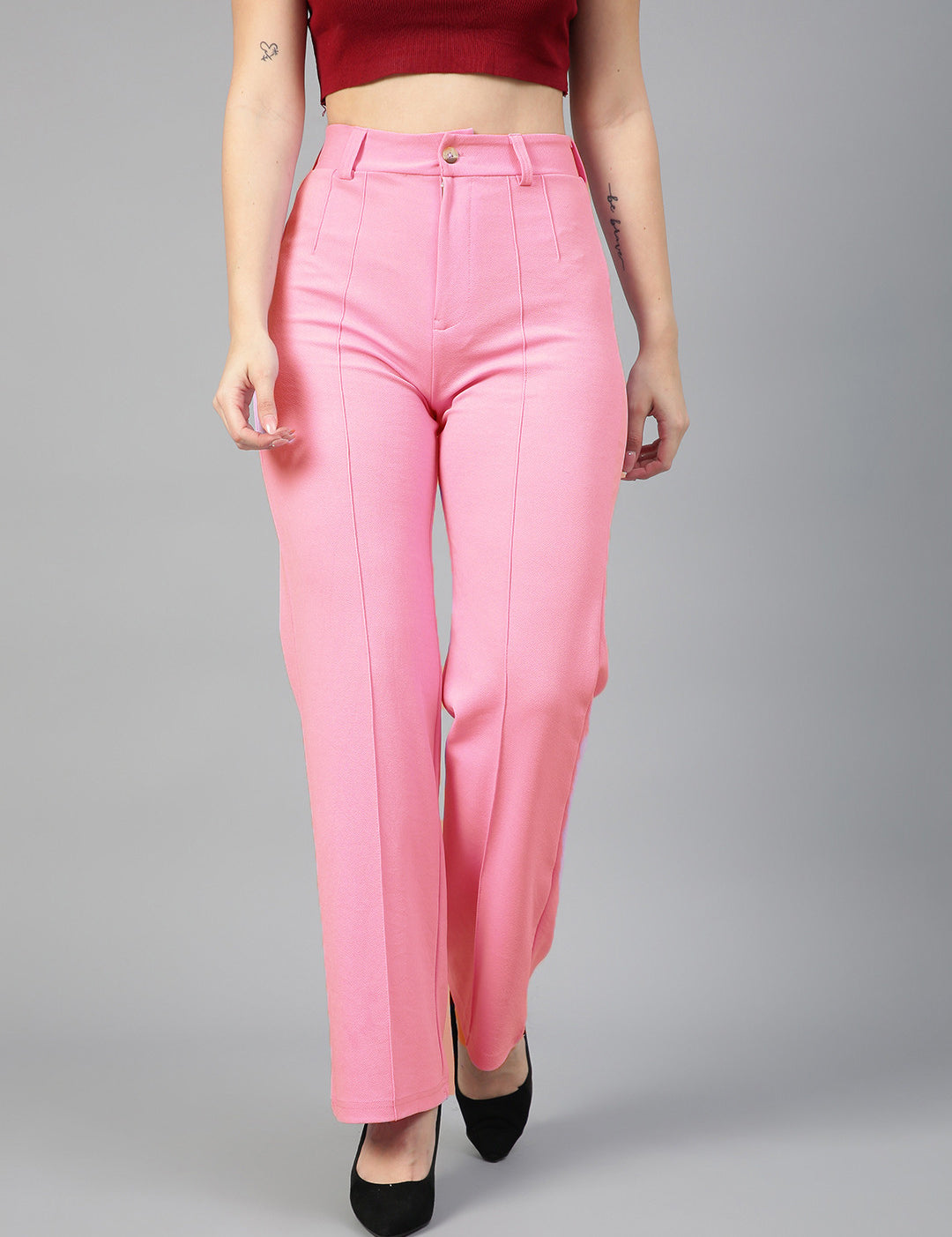KOTTY Womens Solid Attractive High Rise Pant