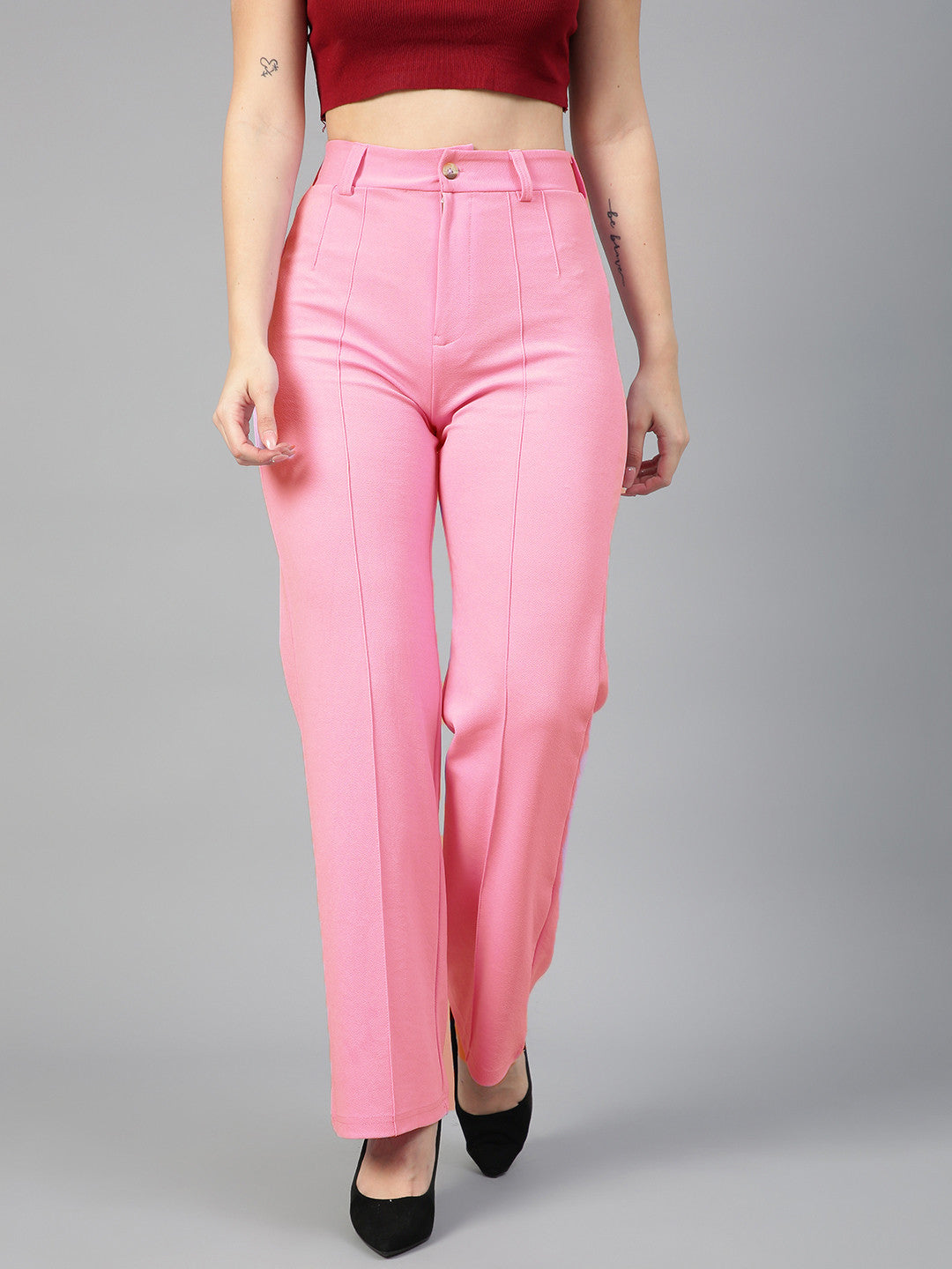 KOTTY Womens Solid Attractive High Rise Pant