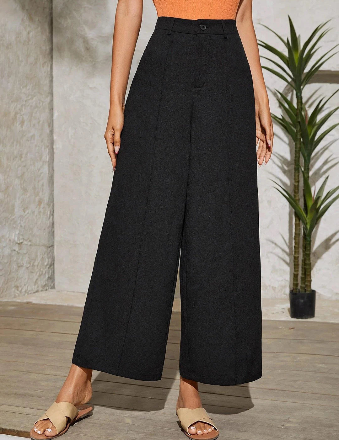 KOTTY Flared Women Black Trousers 